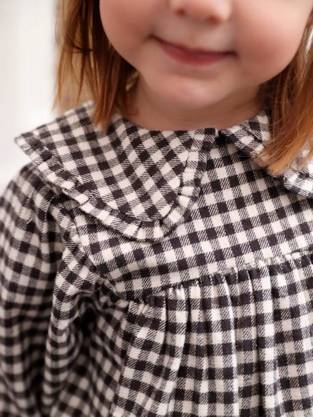 Ensemble 3 pièces bébé robe vichy + gilet + bandeau carreaux noir - vertbaudet enfant 