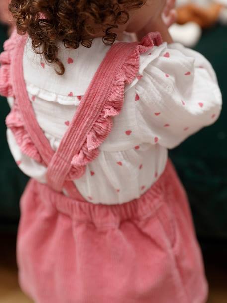 Blouse bébé fille coeurs en gaze de coton écru - vertbaudet enfant 