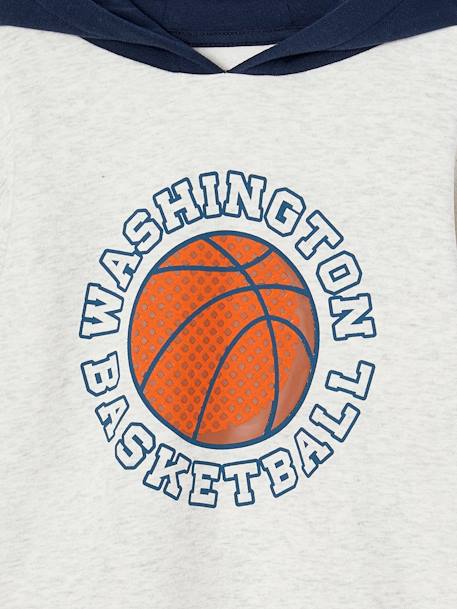 Jongenssweatshirt met dubbele mouwen en ballonopdruk in reliëf dennen+gemêleerd wit - vertbaudet enfant 