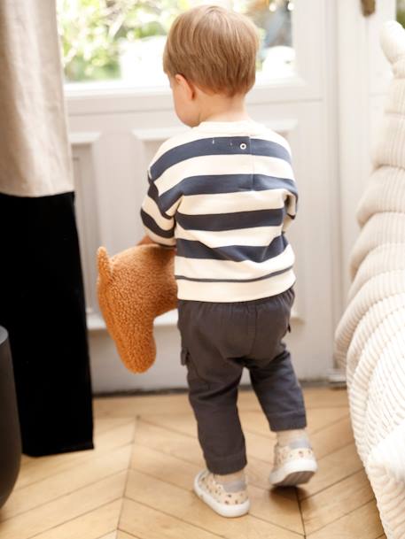 Ensemble sweat rayé + pantalon battle bébé garçon bleu ardoise - vertbaudet enfant 