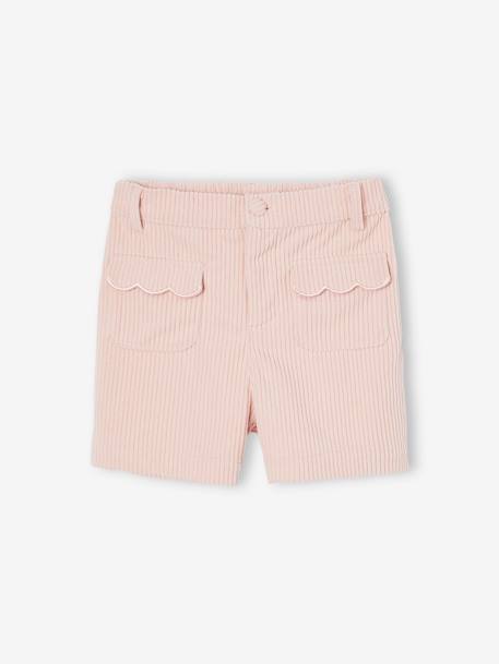 Short velours fille poches festonnées marine+rose poudré - vertbaudet enfant 