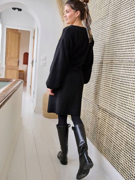 Robe cache-coeur en tricot grossesse et allaitement noir - vertbaudet enfant 