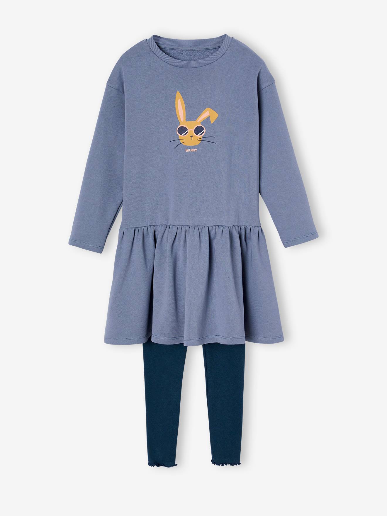 Robe En Molleton à Volant Pour Fille – 80% Coton, 20% Polyester Recyclé – Manches Longues, Encolure Ronde, Parfaite Pour L'école Ou Les Sorties