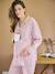 Ensemble 2 pièces pyjama de grossesse en flanelle rayée motifs coeurs rose nude - vertbaudet enfant 