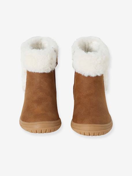 Bottines enfant fille synthétique fourrées zippées marron - vertbaudet enfant 