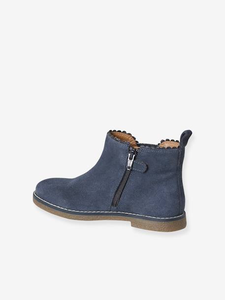 Boots enfant fille cuir élastiquées et zippées marine+or - vertbaudet enfant 