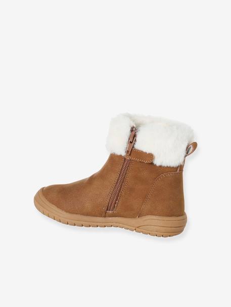 Bottines enfant fille synthétique fourrées zippées marron - vertbaudet enfant 