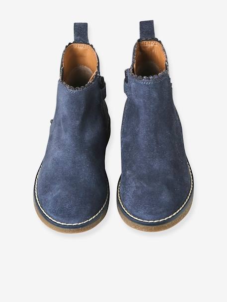 Boots enfant fille cuir élastiquées et zippées marine+or - vertbaudet enfant 