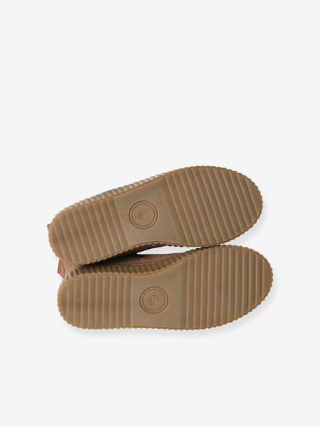 Boots fille cuir zippées et élastiquées beige+camel+marine - vertbaudet enfant 