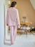 Ensemble 2 pièces pyjama de grossesse en flanelle rayée motifs coeurs rose nude - vertbaudet enfant 