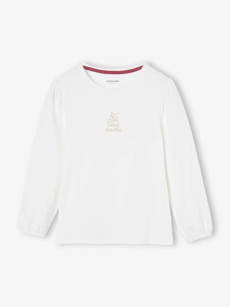 Ensemble t-shirt et jupe en velours à bretelles volantées fille prune - vertbaudet enfant 