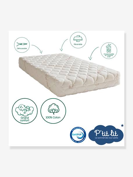 Matelas bébé déhoussable Coton bio* blanc - vertbaudet enfant 