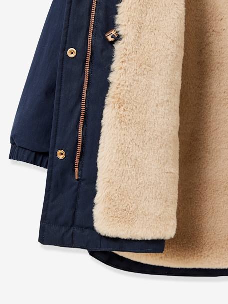 Parka fille doublée imitation fourrure marine+rose - vertbaudet enfant 