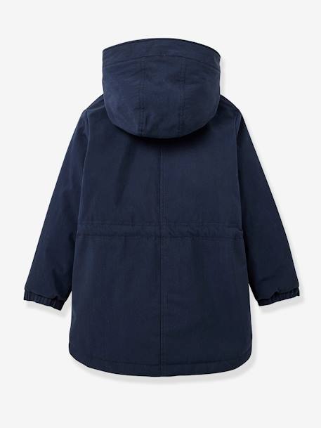 Parka fille doublée imitation fourrure marine+rose - vertbaudet enfant 