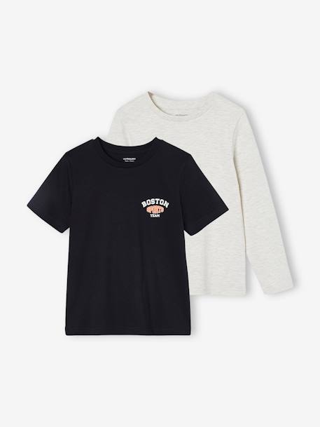 Lot de 2 tee-shirts sport garçon noir - vertbaudet enfant 