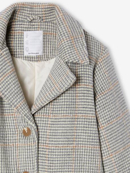 Manteau en drap de laine à carreaux fille carreaux gris - vertbaudet enfant 