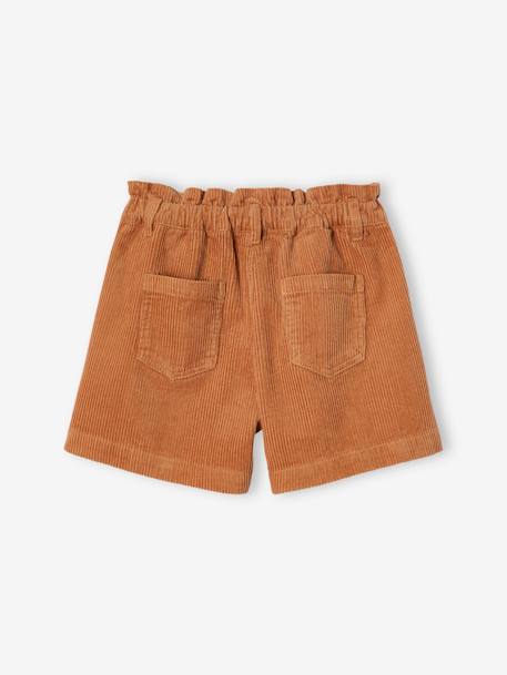 Fluwelen short met paperbag-vorm meisjes grijs+groenblauw+kaneel+oudroze+zachtpaars - vertbaudet enfant 