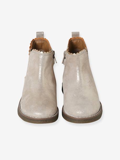 Boots enfant fille cuir élastiquées et zippées bordeaux+camel+marine+or+vert - vertbaudet enfant 