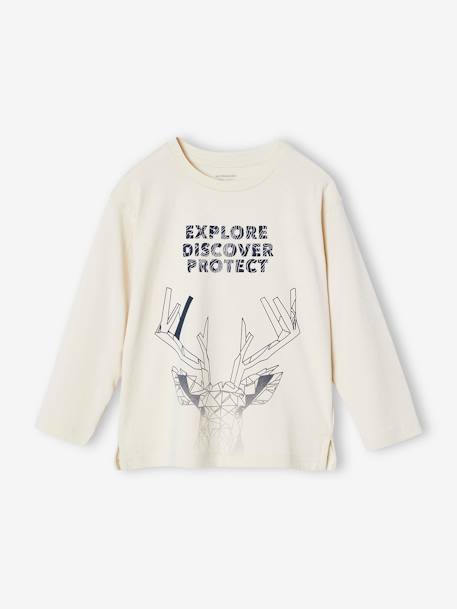 T-shirt motif cerf garçon manches longues écru - vertbaudet enfant 