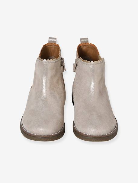 Boots enfant fille cuir élastiquées et zippées marine+or - vertbaudet enfant 