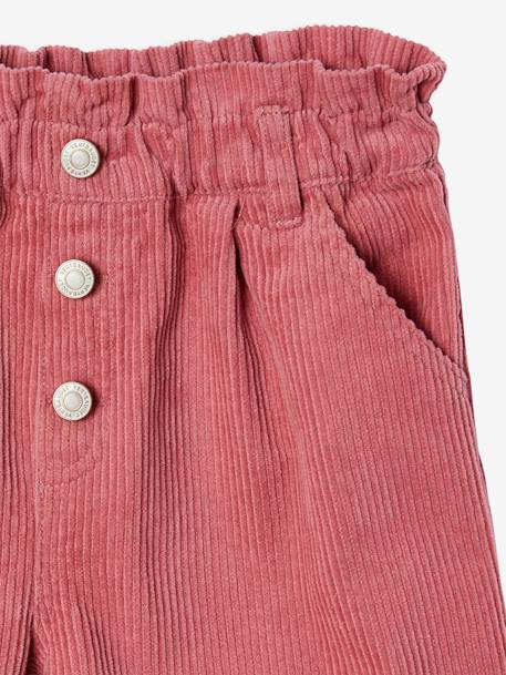 Fluwelen short met paperbag-vorm meisjes grijs+groenblauw+kaneel+oudroze+zachtpaars - vertbaudet enfant 