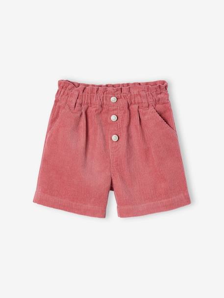 Fluwelen short met paperbag-vorm meisjes grijs+groenblauw+kaneel+oudroze+zachtpaars - vertbaudet enfant 