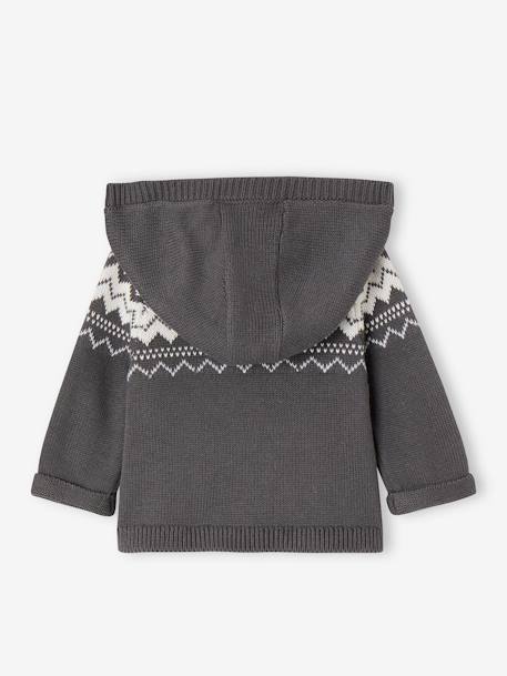 Cardigan à capuche en maille jacquard bébé bleu ardoise - vertbaudet enfant 