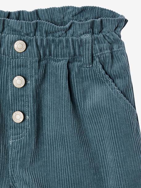 Fluwelen short met paperbag-vorm meisjes grijs+groenblauw+kaneel+oudroze+zachtpaars - vertbaudet enfant 