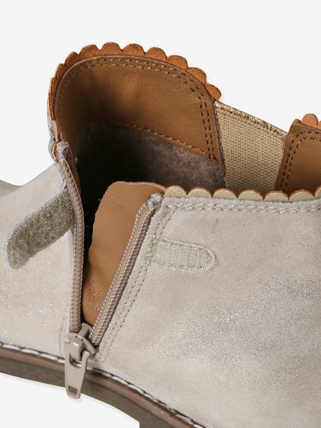 Boots enfant fille cuir élastiquées et zippées bordeaux+camel+marine+or+vert - vertbaudet enfant 