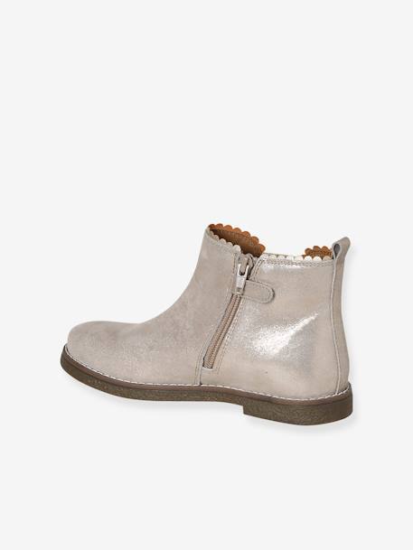 Boots enfant fille cuir élastiquées et zippées marine+or - vertbaudet enfant 