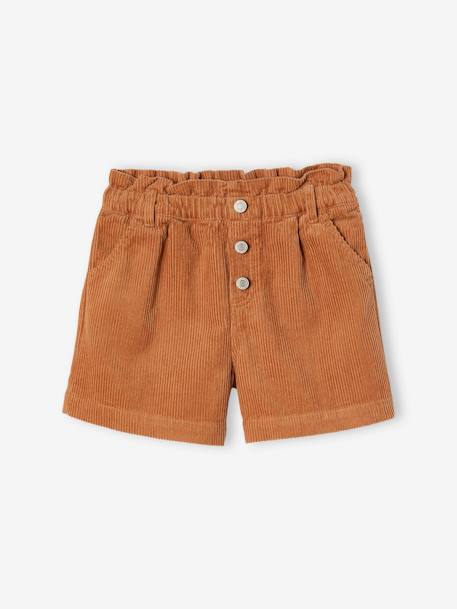 Fluwelen short met paperbag-vorm meisjes grijs+groenblauw+kaneel+oudroze+zachtpaars - vertbaudet enfant 