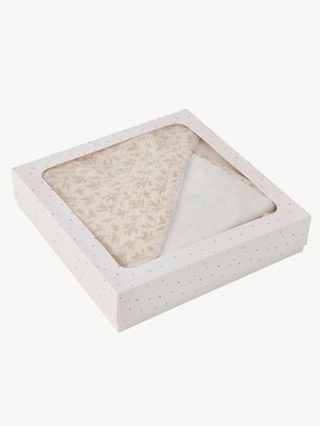 Set met aanpasbare badcape + washandje HYGGE beige, bedrukt - vertbaudet enfant 