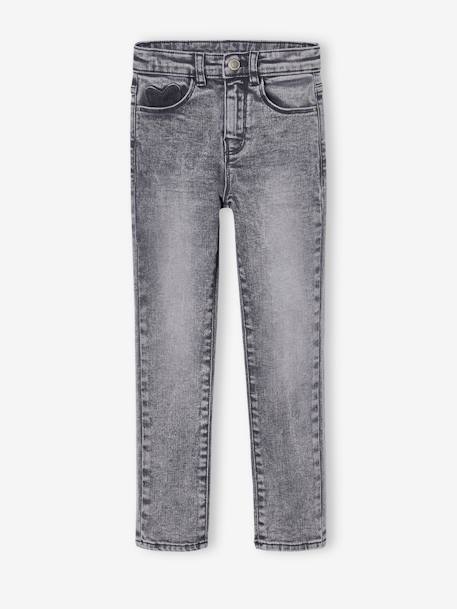 Slim meisjesjeans smal denimgrijs+donkerblauw+grijs+middenblauw - vertbaudet enfant 