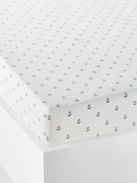 Draps housse enfant INDIA BLUE avec coton recyclé blanc imprimé - vertbaudet enfant 