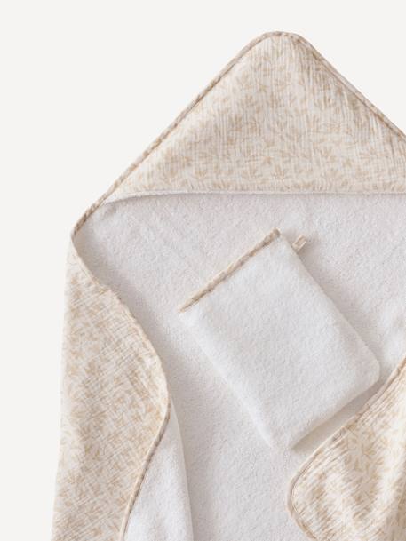Set met aanpasbare badcape + washandje HYGGE beige, bedrukt - vertbaudet enfant 