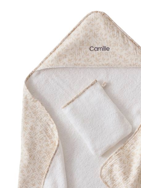Set met aanpasbare badcape + washandje HYGGE beige, bedrukt - vertbaudet enfant 