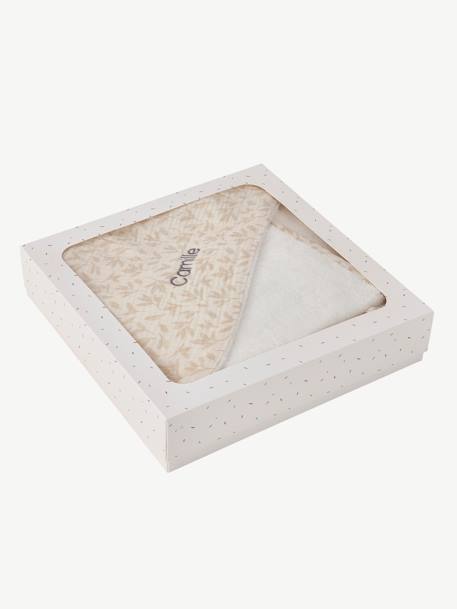 Set met aanpasbare badcape + washandje HYGGE beige, bedrukt - vertbaudet enfant 