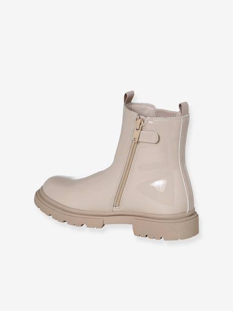 Boots enfant fille synthétique zippées et élastiquées écru+marine+marron - vertbaudet enfant 