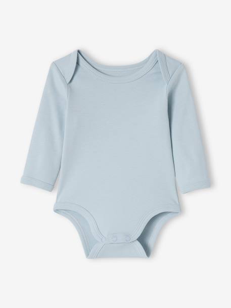 Lot 5 bodies manches longues bébé ouverture US en coton bio bleu - vertbaudet enfant 