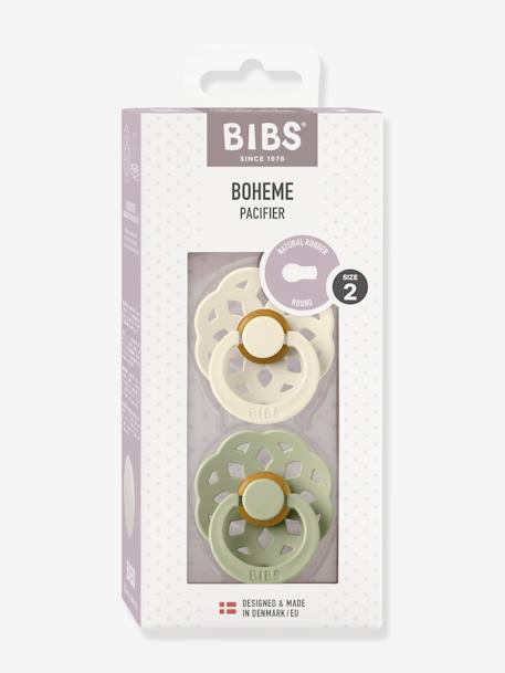 Set van 2 BIBS Bohème-fopspenen, maat 2 van 6 tot 18 maanden beige+blauw+perzik - vertbaudet enfant 