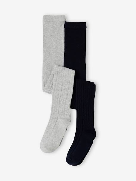 Lot 2 paires de collants en maille fantaisie fille marine - vertbaudet enfant 