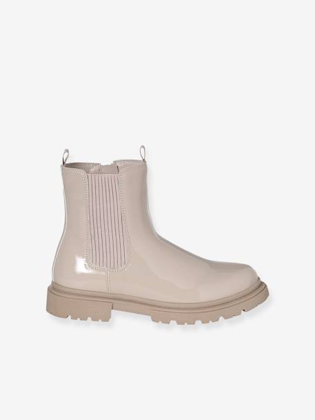 Boots enfant fille synthétique zippées et élastiquées écru+marine+marron - vertbaudet enfant 