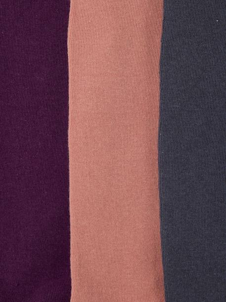 Set van 3  Oeko-Tex®-meisjesleggings ecru+marineblauw+oudroze+pruim+roze (poederkleur)+Set gechineerd grijs+set inkt - vertbaudet enfant 