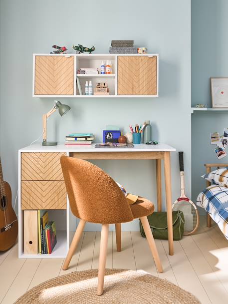 Bureau enfant CHEVRONS blanc/bois - vertbaudet enfant 