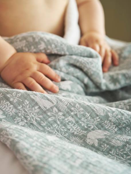 Set met aanpasbare badcape + washandje DANS LES BOIS saliegroen - vertbaudet enfant 