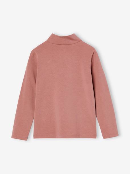 Set van 3 T-shirts BASICS met opstaande kraag voor meisjes rozenhout+zachtpaars - vertbaudet enfant 