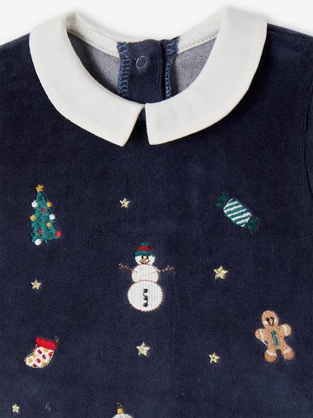 Pyjama Noël bébé garçon en velours brodé marine - vertbaudet enfant 