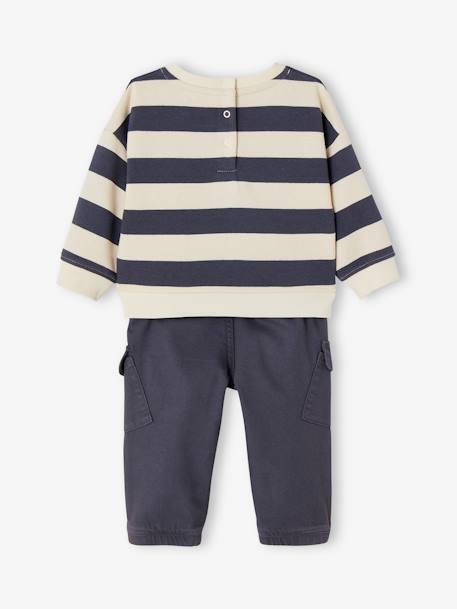 Ensemble sweat rayé + pantalon battle bébé garçon bleu ardoise - vertbaudet enfant 
