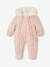 Jumpsuit met hartjesprint en voering van imitatiebont oudroze - vertbaudet enfant 
