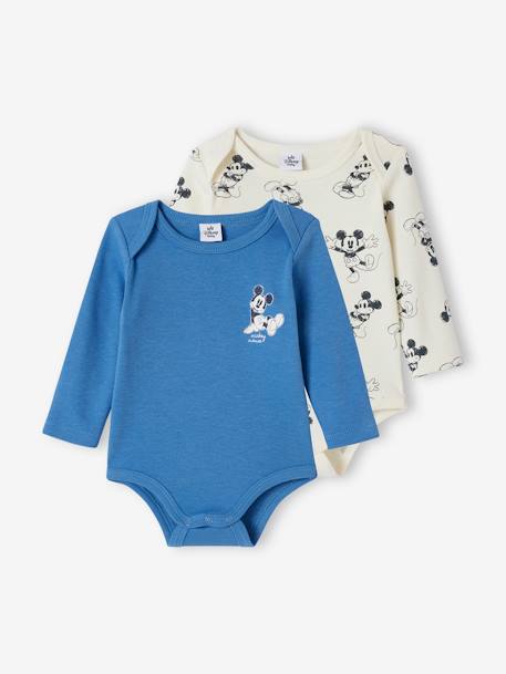 Lot de 2 bodies bébé Disney Mickey bleu chambray - vertbaudet enfant 